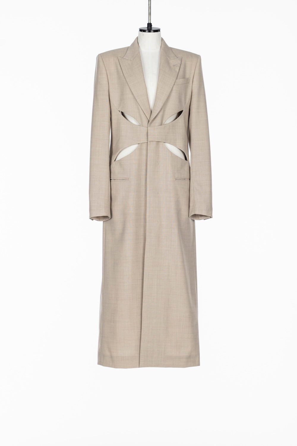 CUT OUT PEAK LAPEL WOOL COAT - FETICO