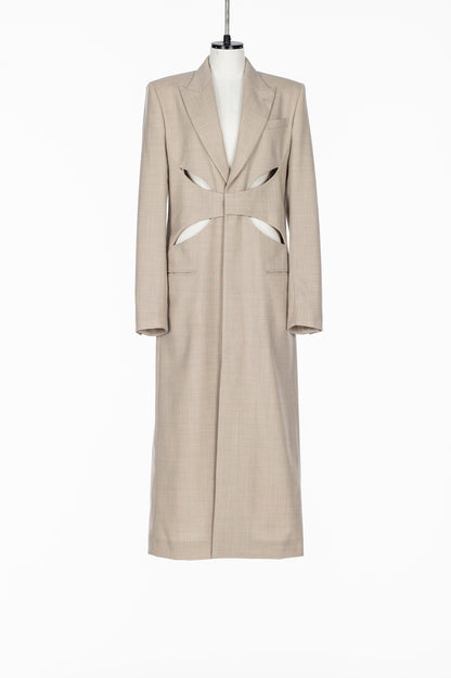 CUT OUT PEAK LAPEL WOOL COAT - FETICO