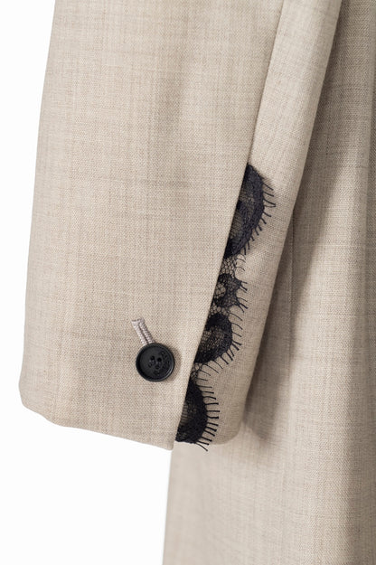 CUT OUT PEAK LAPEL WOOL COAT - FETICO