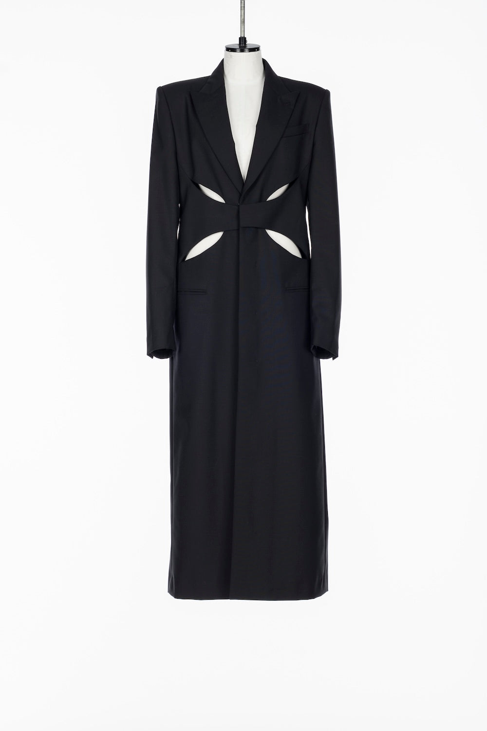 CUT OUT PEAK LAPEL WOOL COAT - FETICO