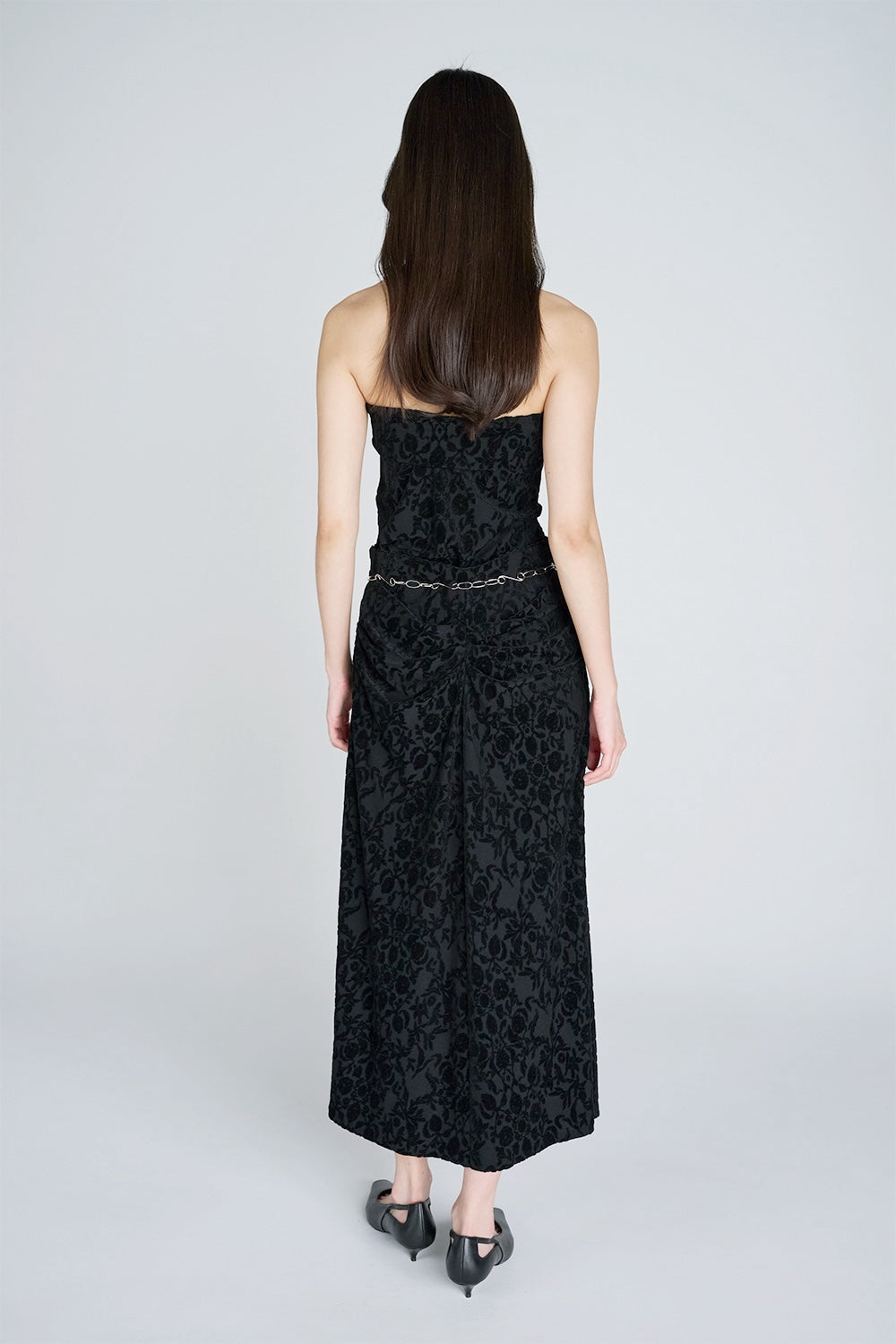 VELOUR JACQUARD DRAPED SKIRT - FETICO