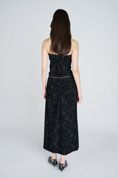 VELOUR JACQUARD DRAPED SKIRT - FETICO