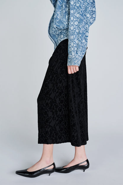 VELOUR JACQUARD DRAPED SKIRT - FETICO