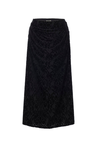 VELOUR JACQUARD DRAPED SKIRT - FETICO