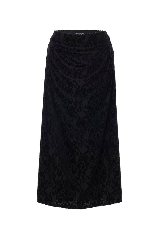 VELOUR JACQUARD DRAPED SKIRT - FETICO