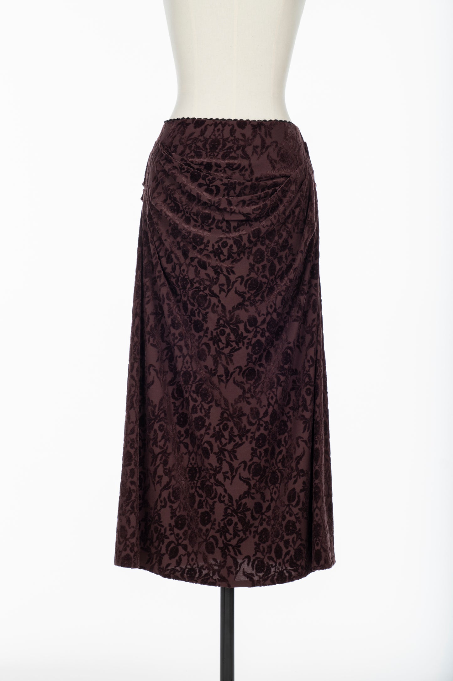VELOUR JACQUARD DRAPED SKIRT - FETICO
