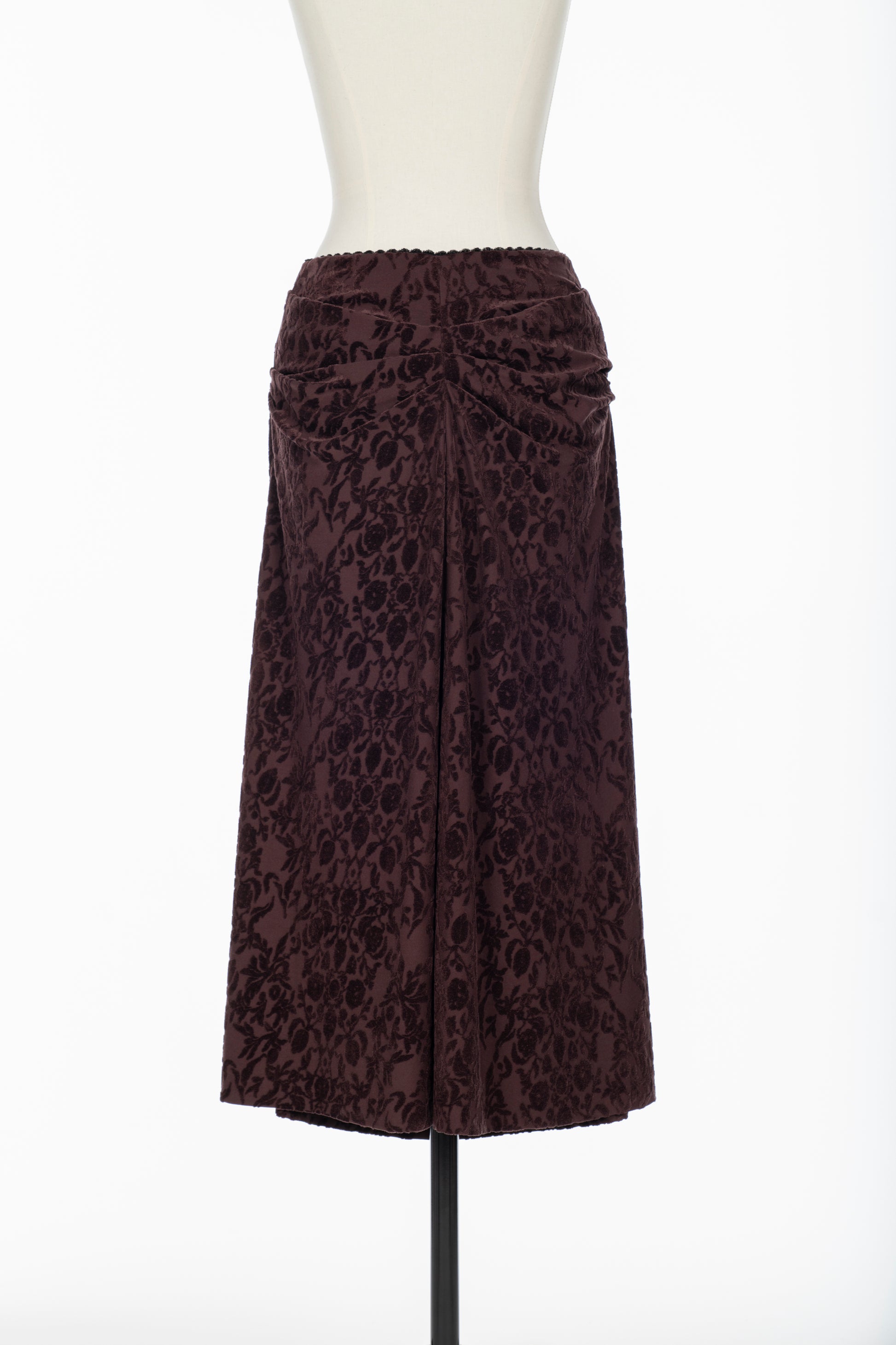 VELOUR JACQUARD DRAPED SKIRT - FETICO