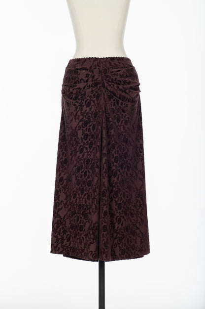 VELOUR JACQUARD DRAPED SKIRT - FETICO