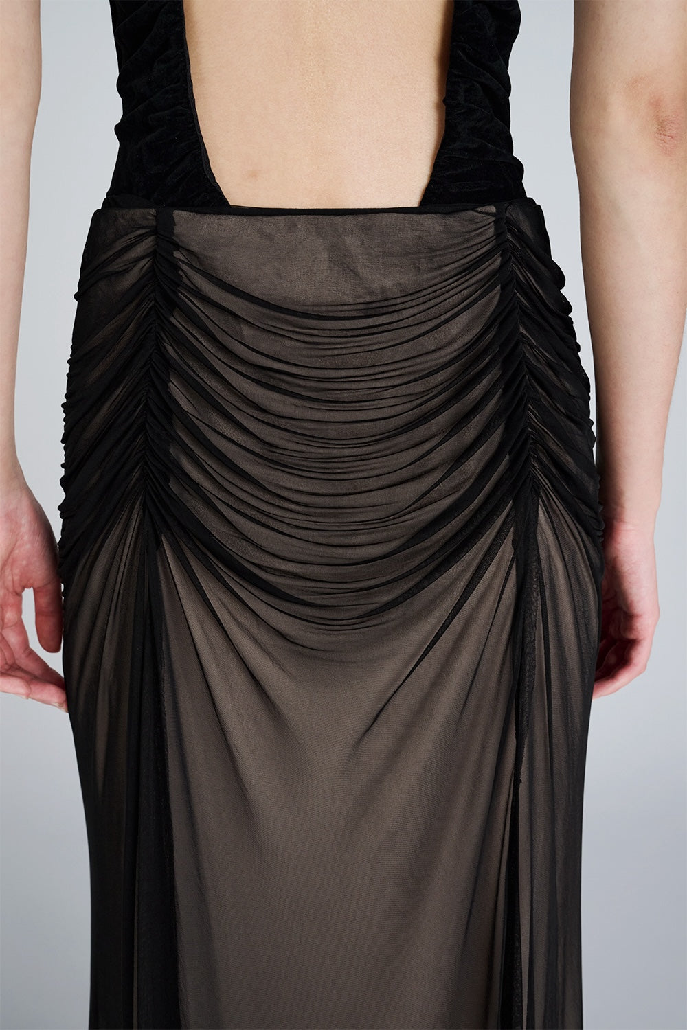 GATHERED SHEER JERSEY LAYERED SKIRT - FETICO