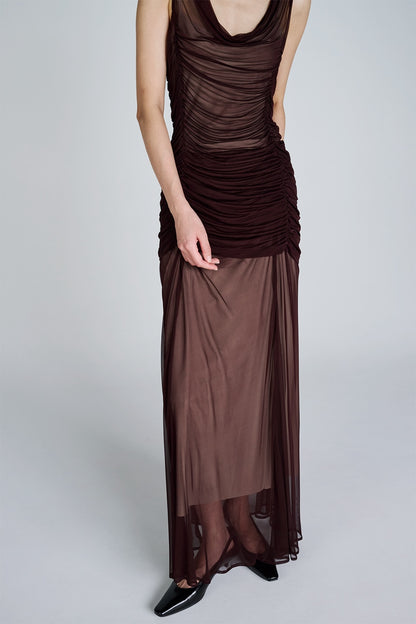 GATHERED SHEER JERSEY LAYERED SKIRT - FETICO