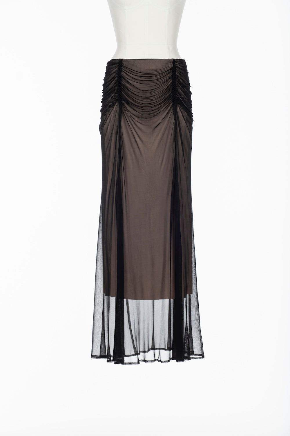 GATHERED SHEER JERSEY LAYERED SKIRT - FETICO
