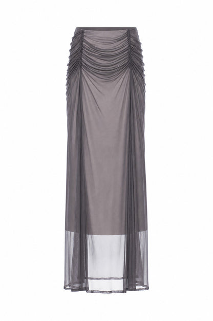 GATHERED SHEER JERSEY LAYERED SKIRT - FETICO