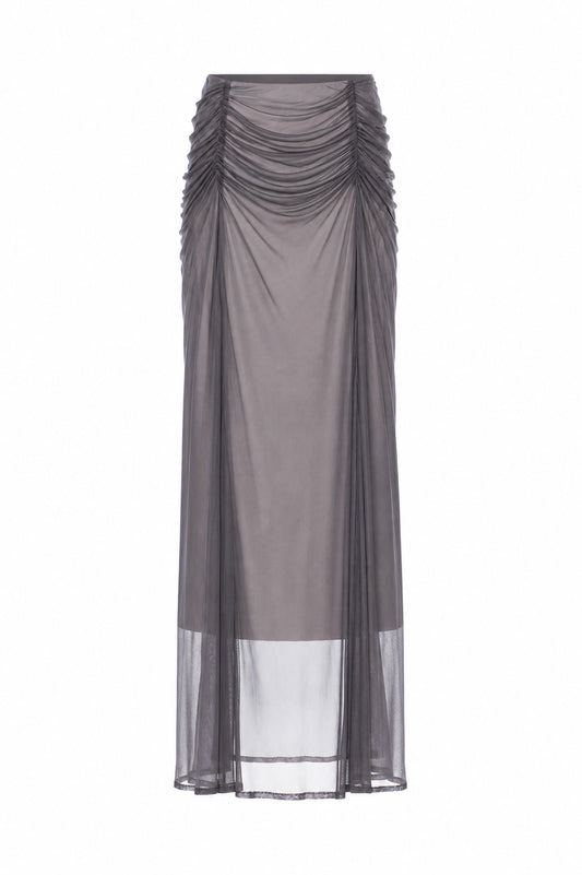 GATHERED SHEER JERSEY LAYERED SKIRT - FETICO