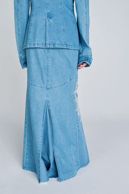 ARABESQUE EMBROIDERED DENIM SKIRT - FETICO