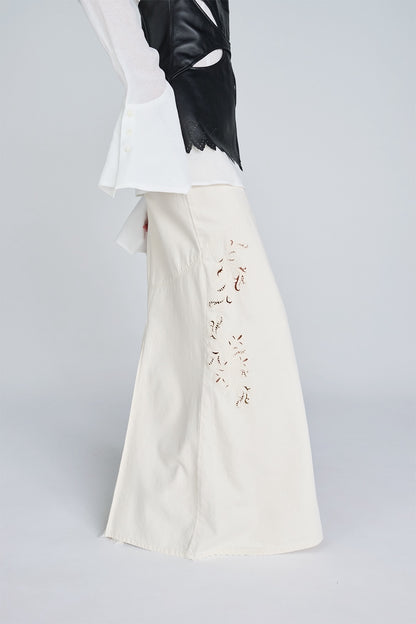ARABESQUE EMBROIDERED DENIM SKIRT - FETICO