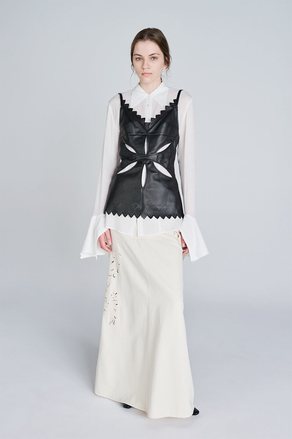 ARABESQUE EMBROIDERED DENIM SKIRT - FETICO