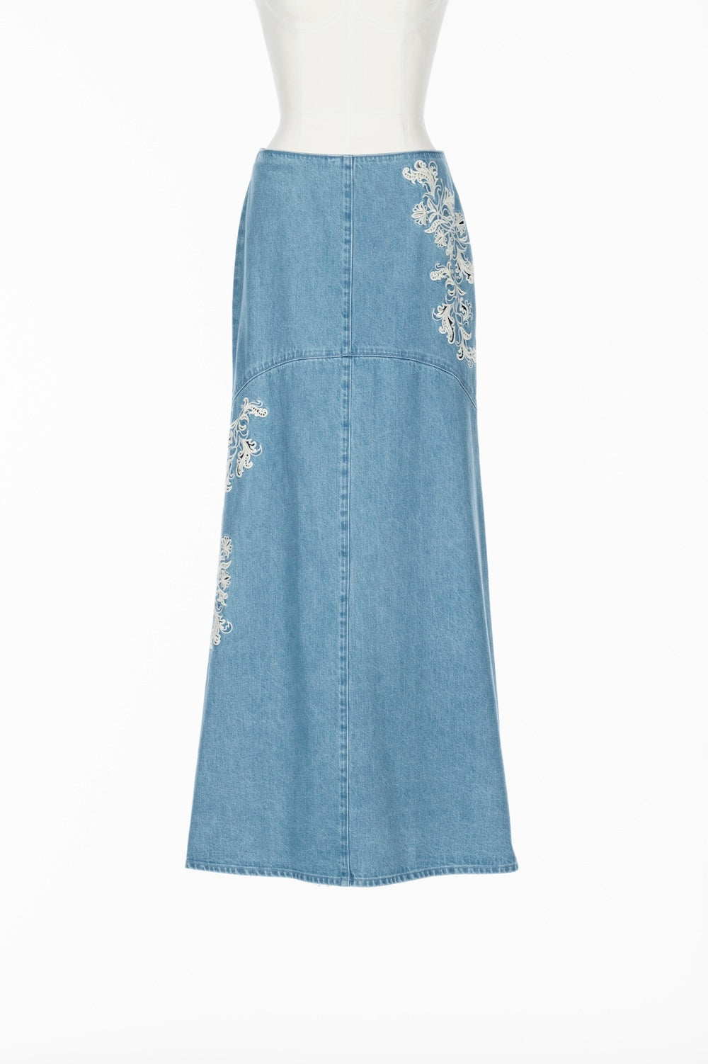 ARABESQUE EMBROIDERED DENIM SKIRT - FETICO