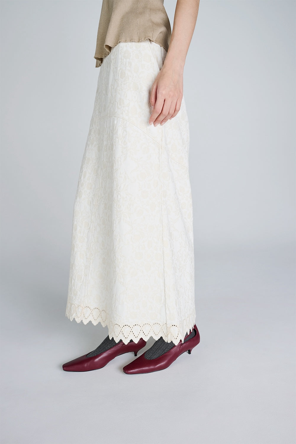 ARABESQUE JACQUARD DENIM SKIRT - FETICO