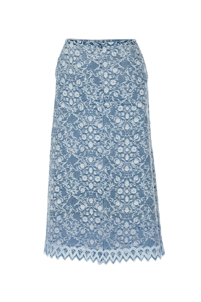 ARABESQUE JACQUARD DENIM SKIRT - FETICO