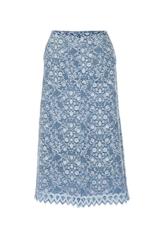 ARABESQUE JACQUARD DENIM SKIRT - FETICO