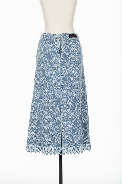 ARABESQUE JACQUARD DENIM SKIRT - FETICO