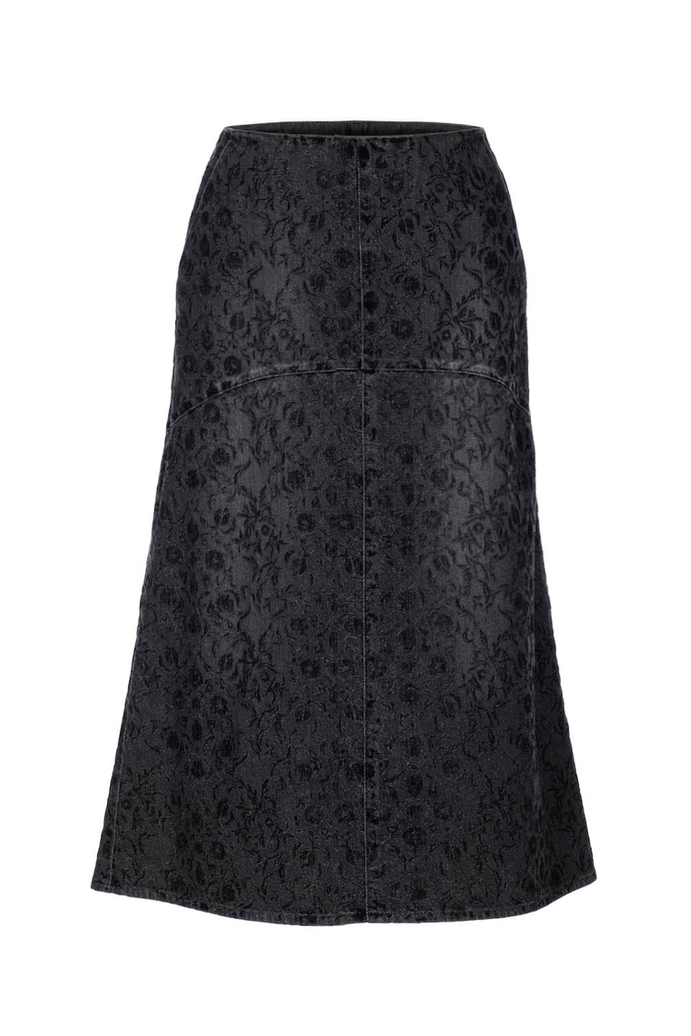 ARABESQUE FLOCKED DENIM SKIRT - FETICO