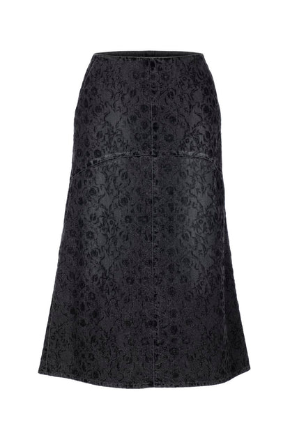 ARABESQUE FLOCKED DENIM SKIRT - FETICO