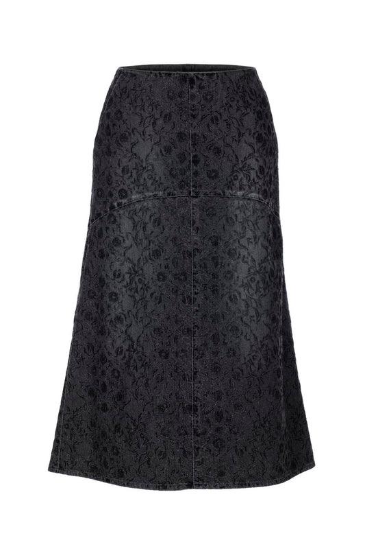 ARABESQUE FLOCKED DENIM SKIRT - FETICO