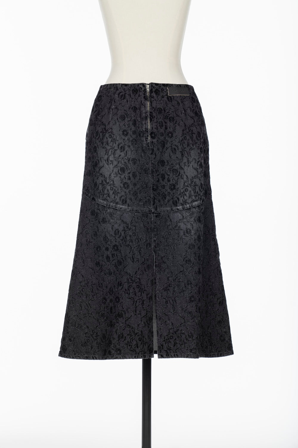 ARABESQUE FLOCKED DENIM SKIRT - FETICO