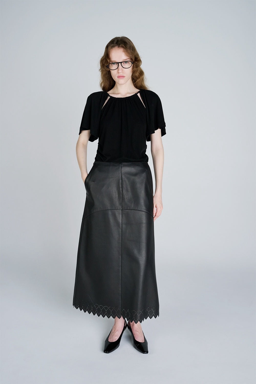 SCALLOPED LEATHER SKIRT - FETICO