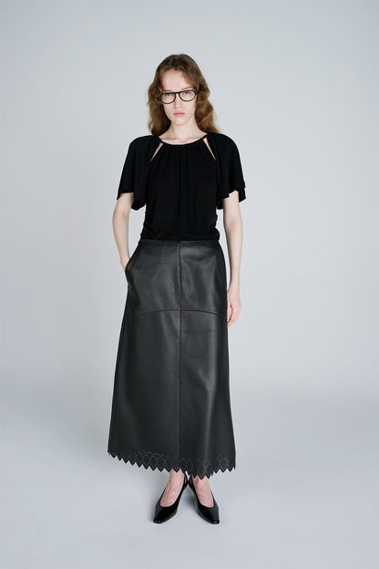 SCALLOPED LEATHER SKIRT - FETICO