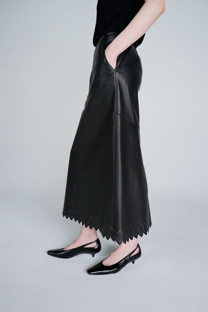 SCALLOPED LEATHER SKIRT - FETICO