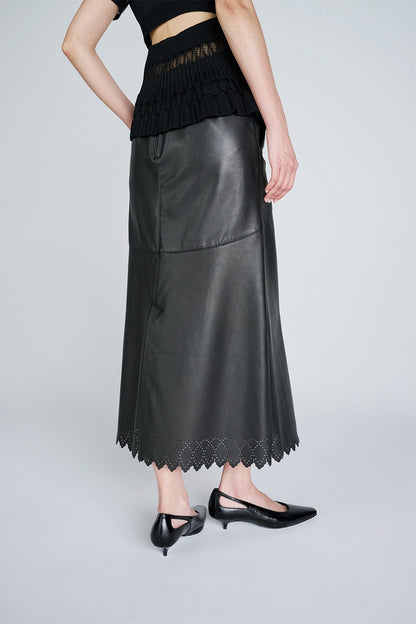 SCALLOPED LEATHER SKIRT - FETICO