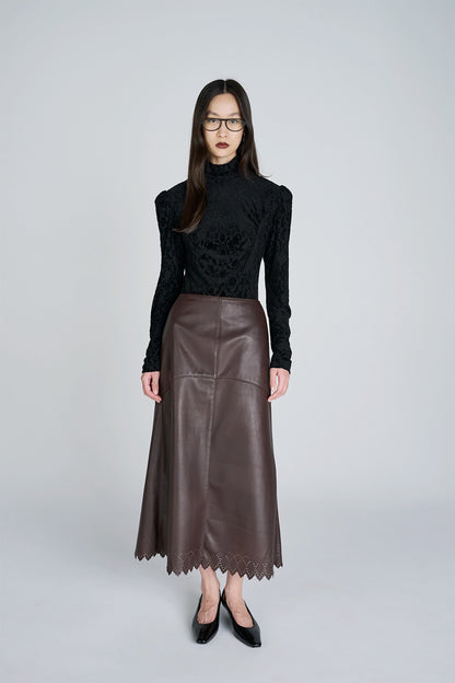 SCALLOPED LEATHER SKIRT - FETICO