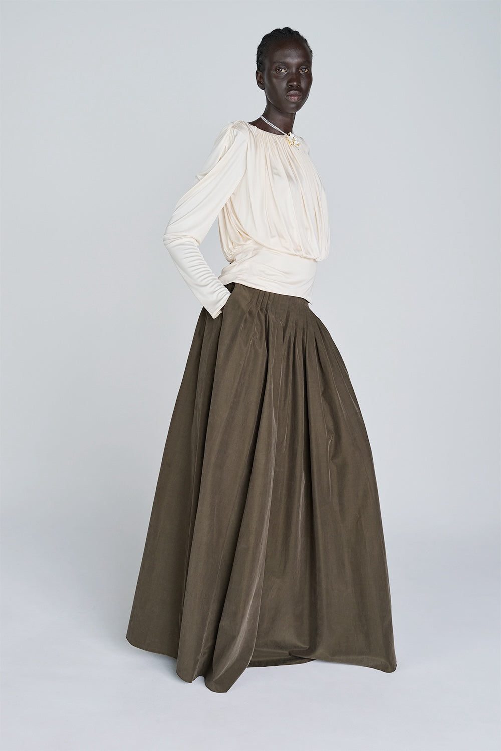 POWDERY WEATHER PINTUCK MAXI SKIRT - FETICO