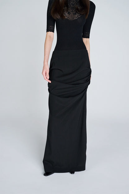 FINE WOOL DRAPED SKIRT - FETICO