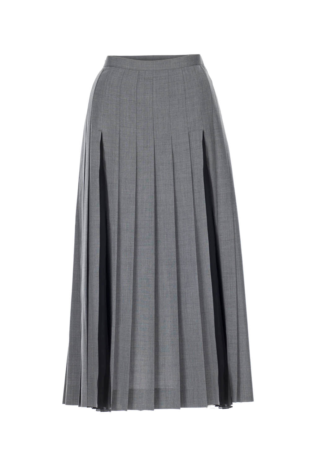 BLEND WOOL & CHIFFON COMBINED PLEATED SKIRT - FETICO