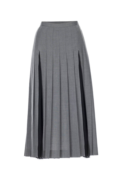 BLEND WOOL & CHIFFON COMBINED PLEATED SKIRT - FETICO
