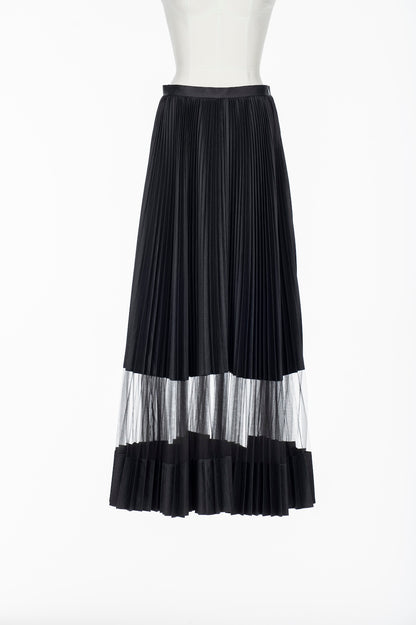 NYLON TAFFETA & SHEER COMBINED PLEATED SKIRT - FETICO