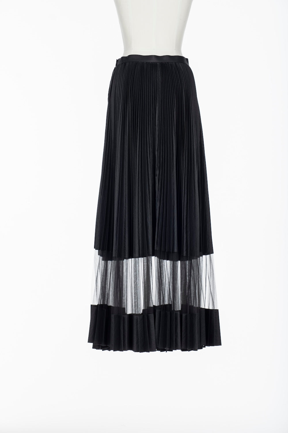 NYLON TAFFETA & SHEER COMBINED PLEATED SKIRT - FETICO