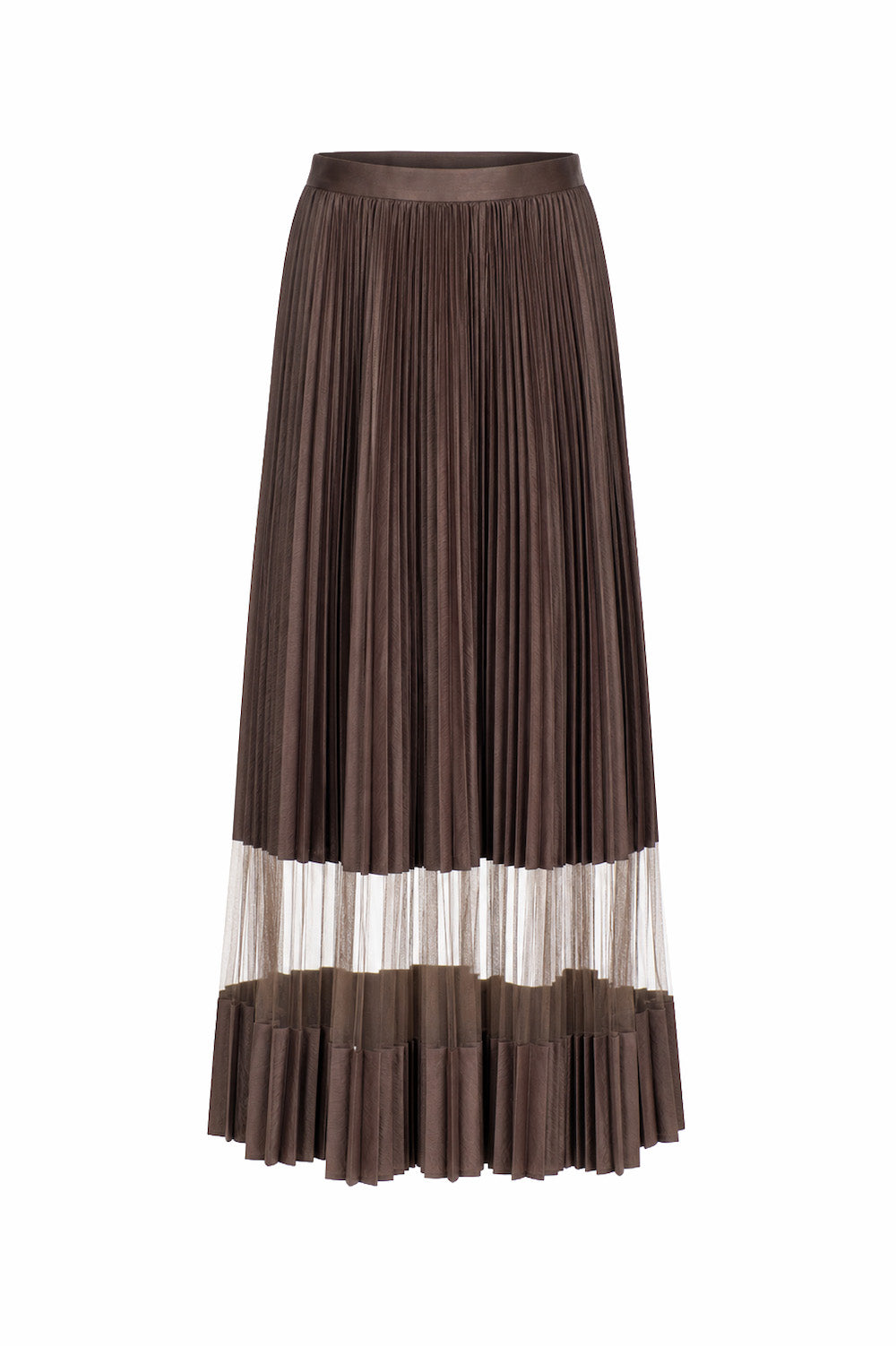 NYLON TAFFETA & SHEER COMBINED PLEATED SKIRT - FETICO