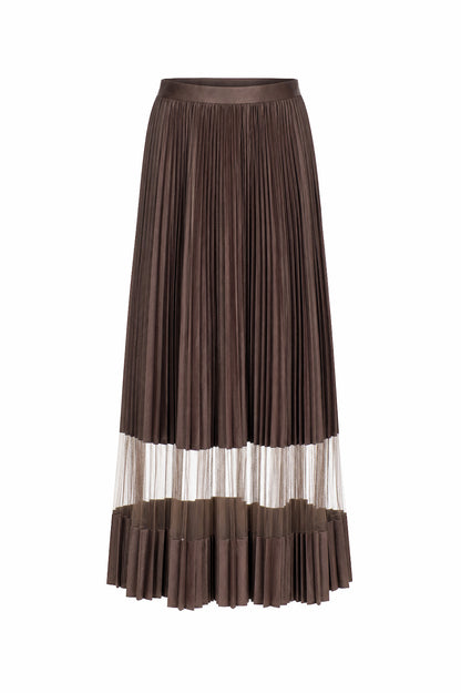 NYLON TAFFETA & SHEER COMBINED PLEATED SKIRT - FETICO