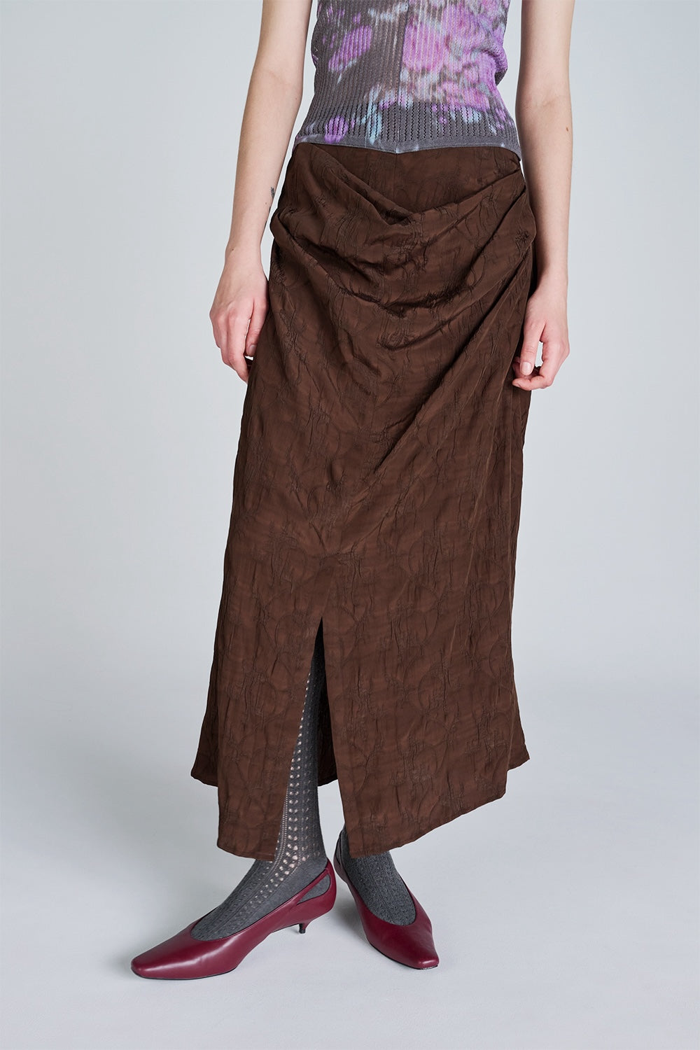 ACANTHUS JACQUARD DRAPED SKIRT - FETICO