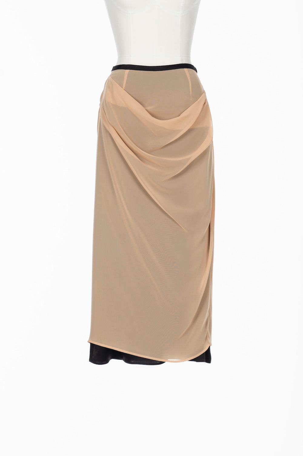 SATIN & SHEER LAYERED SKIRT - FETICO