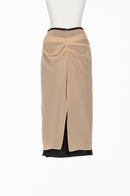 SATIN & SHEER LAYERED SKIRT - FETICO