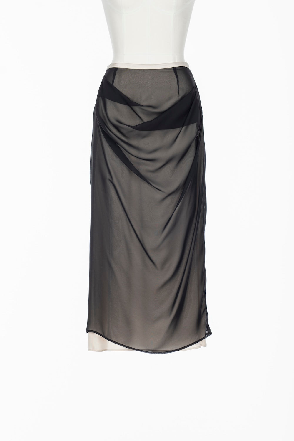 SATIN & SHEER LAYERED SKIRT - FETICO