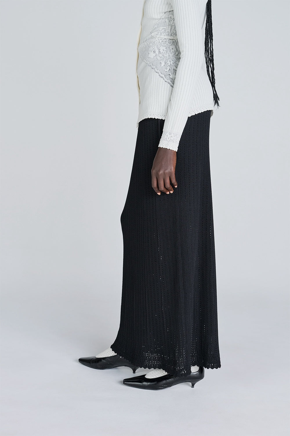 LACE KNIT LONG SKIRT - FETICO