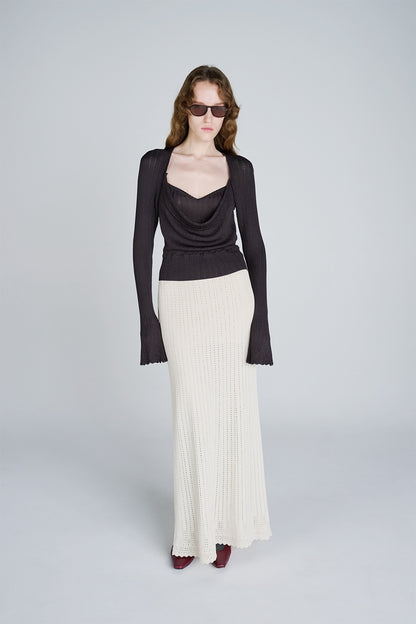 LACE KNIT LONG SKIRT - FETICO