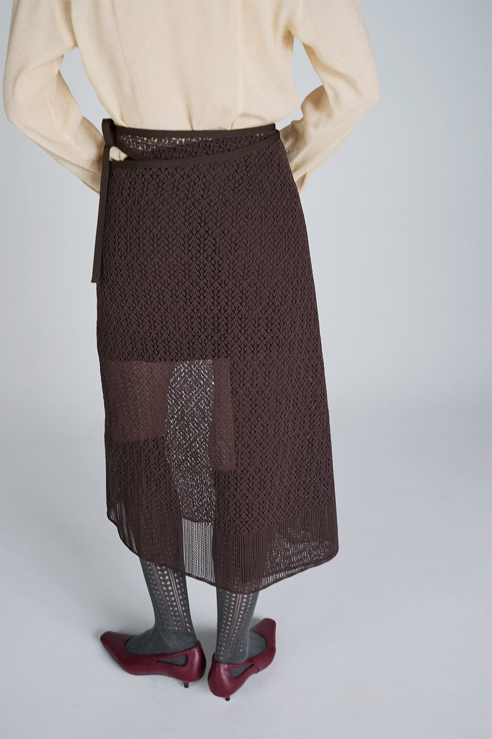 LACE KNIT WRAP SKIRT - FETICO