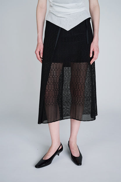 LACE KNIT WRAP SKIRT - FETICO